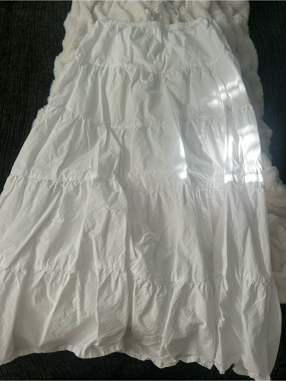 Zara White Tiered Maxi Skirt